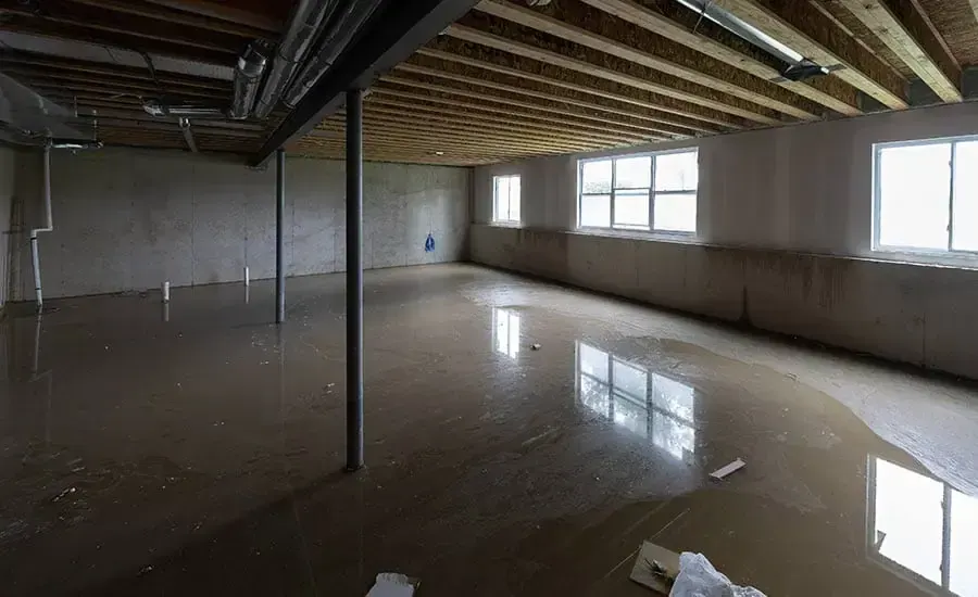 Standing water across a finished basement floor in Aurora, CO